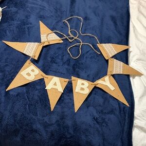Baby Burlap Banner with Lace Accents